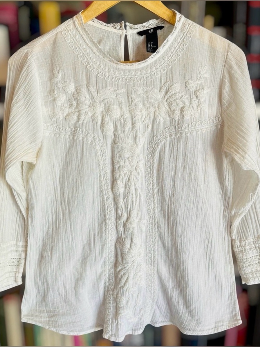 H&M Embroidered Gauzey Top 8